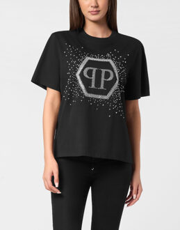 Philipp Plein T-Shirt Man Pasvorm Hexagon - maat M Zwart