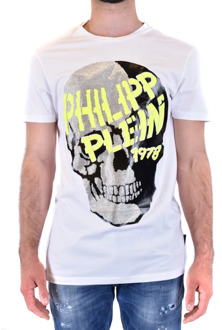 Philipp Plein T-shirt met schedelafdruk Philipp Plein , White , Heren - 2Xl,Xl,L,M