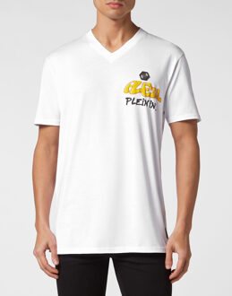 Philipp Plein T-Shirt Ronde Hals Bombing Graffiti - maat XL Wit