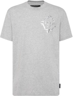 Philipp Plein T-Shirt Ronde Hals Chrome - maat 2XL Grijs
