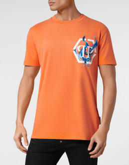 Philipp Plein T-Shirt Ronde Hals Flame Oranje - 3XL