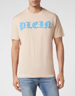 Philipp Plein T-Shirt Ronde Hals Gothic Plein Beige