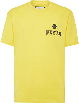 Philipp Plein T-Shirt Ronde Hals Gothic Plein Geel
