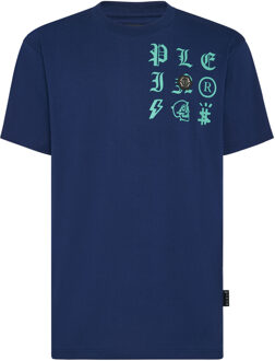 Philipp Plein T-Shirt Ronde Hals Gothic Plein - maat 2XL Donkerblauw