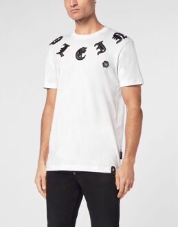 Philipp Plein T-Shirt Ronde Hals Gothic Plein - maat 4XL Wit