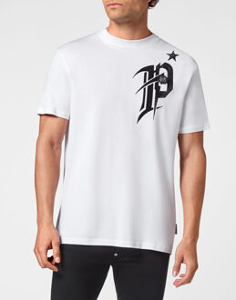 Philipp Plein T-Shirt Ronde Hals Gothic Plein - maat 4XL Wit