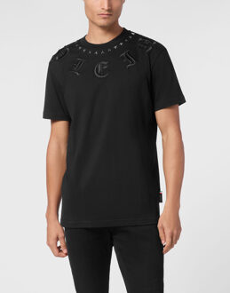 Philipp Plein T-Shirt Ronde Hals Gothic Plein - maat 4XL Zwart