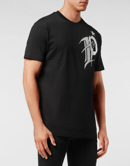 Philipp Plein T-Shirt Ronde Hals Gothic Plein - maat 4XL Zwart