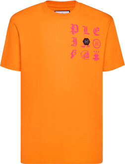 Philipp Plein T-Shirt Ronde Hals Gothic Plein - maat S Oranje