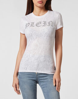 Philipp Plein T-Shirt Ronde Hals Gothic Plein - maat S Wit