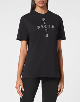 Philipp Plein T-Shirt Ronde Hals Gothic Plein - maat Zwart