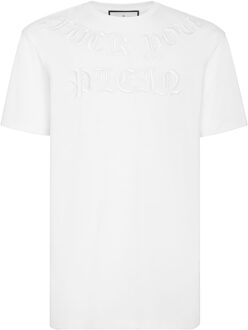 Philipp Plein T-Shirt Ronde Hals Gothic Plein Wit - 5XL
