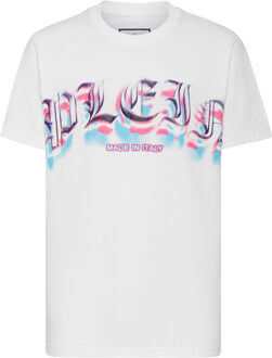 Philipp Plein T-Shirt Ronde Hals Gothic Plein Wit
