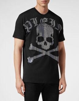 Philipp Plein T-Shirt Ronde Hals Gothic Plein Zwart/blauw