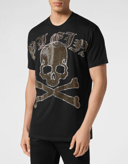 Philipp Plein T-Shirt Ronde Hals Gothic Plein Zwart/goud