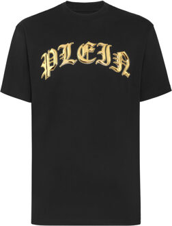 Philipp Plein T-Shirt Ronde Hals Gothic Plein Zwart/goud