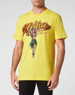 Philipp Plein T-Shirt Ronde Hals Hawaii Geel - L