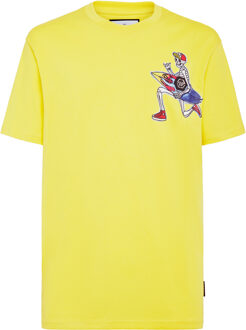 Philipp Plein T-Shirt Ronde Hals Hawaii Geel - XL