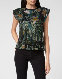 Philipp Plein T-Shirt Ronde Hals Hawaii - maat XS Groen