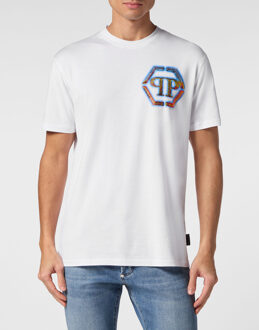 Philipp Plein T-Shirt Ronde Hals Hexagon - maat 2XL Wit