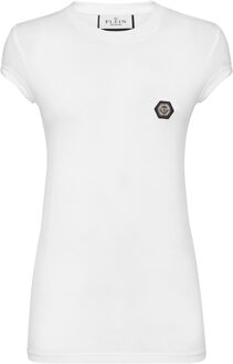 Philipp Plein T-Shirt Ronde Hals Hexagon - maat XL Wit