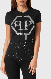 Philipp Plein T-Shirt Ronde Hals Hexagon - maat Zwart