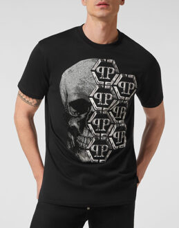 Philipp Plein T-Shirt Ronde Hals Hexagon - maat Zwart