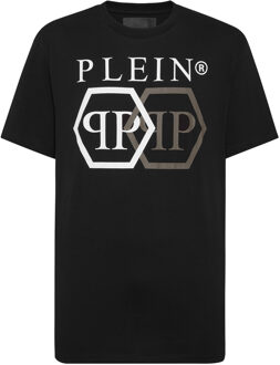 Philipp Plein T-Shirt Ronde Hals Hexagon Zwart