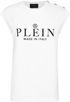 Philipp Plein T-Shirt Ronde Hals Iconic Plein - maat S Wit