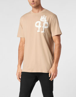 Philipp Plein T-Shirt Ronde Hals King Plein Beige