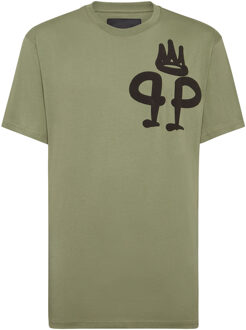 Philipp Plein T-Shirt Ronde Hals King Plein - maat 2XL Groen