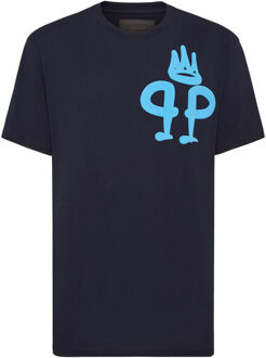 Philipp Plein T-Shirt Ronde Hals King Plein - maat Donkerblauw