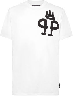 Philipp Plein T-Shirt Ronde Hals King Plein - maat XL Wit
