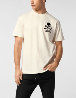 Philipp Plein T-Shirt Ronde Hals Ls Skull Crème