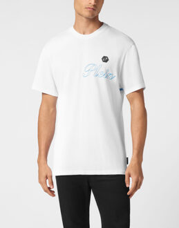 Philipp Plein T-Shirt Ronde Hals - maat 3XL Wit/Blauw
