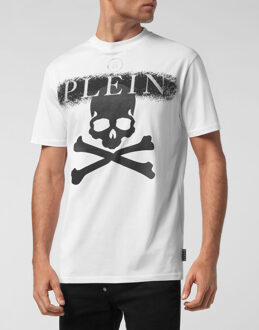 Philipp Plein T-Shirt Ronde Hals - maat 3XL Wit/Zwart