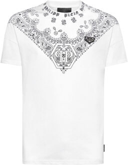 Philipp Plein T-Shirt Ronde Hals Paisley - maat 2XL Wit