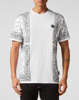 Philipp Plein T-Shirt Ronde Hals Paisley - maat S Wit