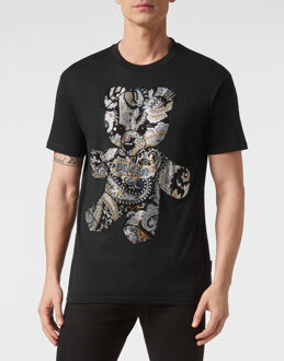 Philipp Plein T-Shirt Ronde Hals Paisley - maat Zwart/wit