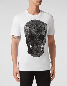 Philipp Plein T-Shirt Ronde Hals Paisley Wit/Zwart - 4XL