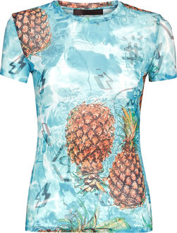 Philipp Plein T-Shirt Ronde Hals Pineapple Skies - maat L Veelkleurig