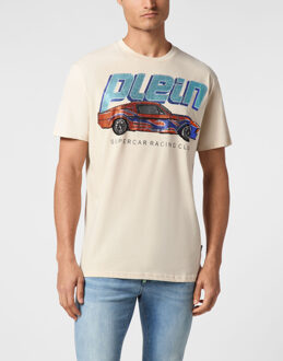Philipp Plein T-Shirt Ronde Hals Racing Beige