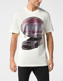 Philipp Plein T-Shirt Ronde Hals Racing Crème - 3XL
