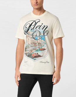 Philipp Plein T-Shirt Ronde Hals Racing Crème