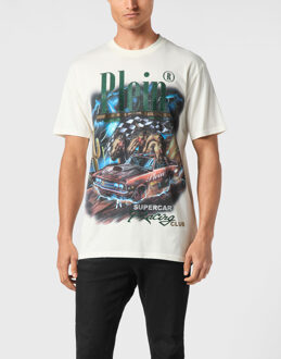 Philipp Plein T-Shirt Ronde Hals Racing Crème