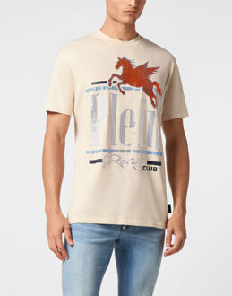 Philipp Plein T-Shirt Ronde Hals Racing - maat L Beige