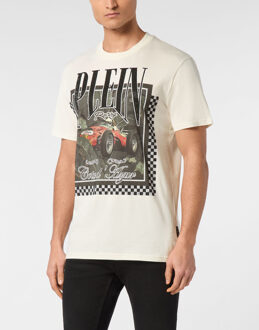 Philipp Plein T-Shirt Ronde Hals Racing - maat M Crème