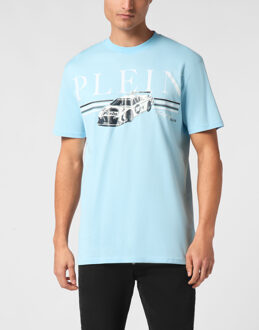 Philipp Plein T-Shirt Ronde Hals Racing - maat M Lichtblauw