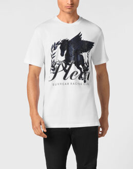 Philipp Plein T-Shirt Ronde Hals Racing Wit/Blauw - M