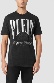 Philipp Plein T-Shirt Ronde Hals Racing Zwart/wit - M